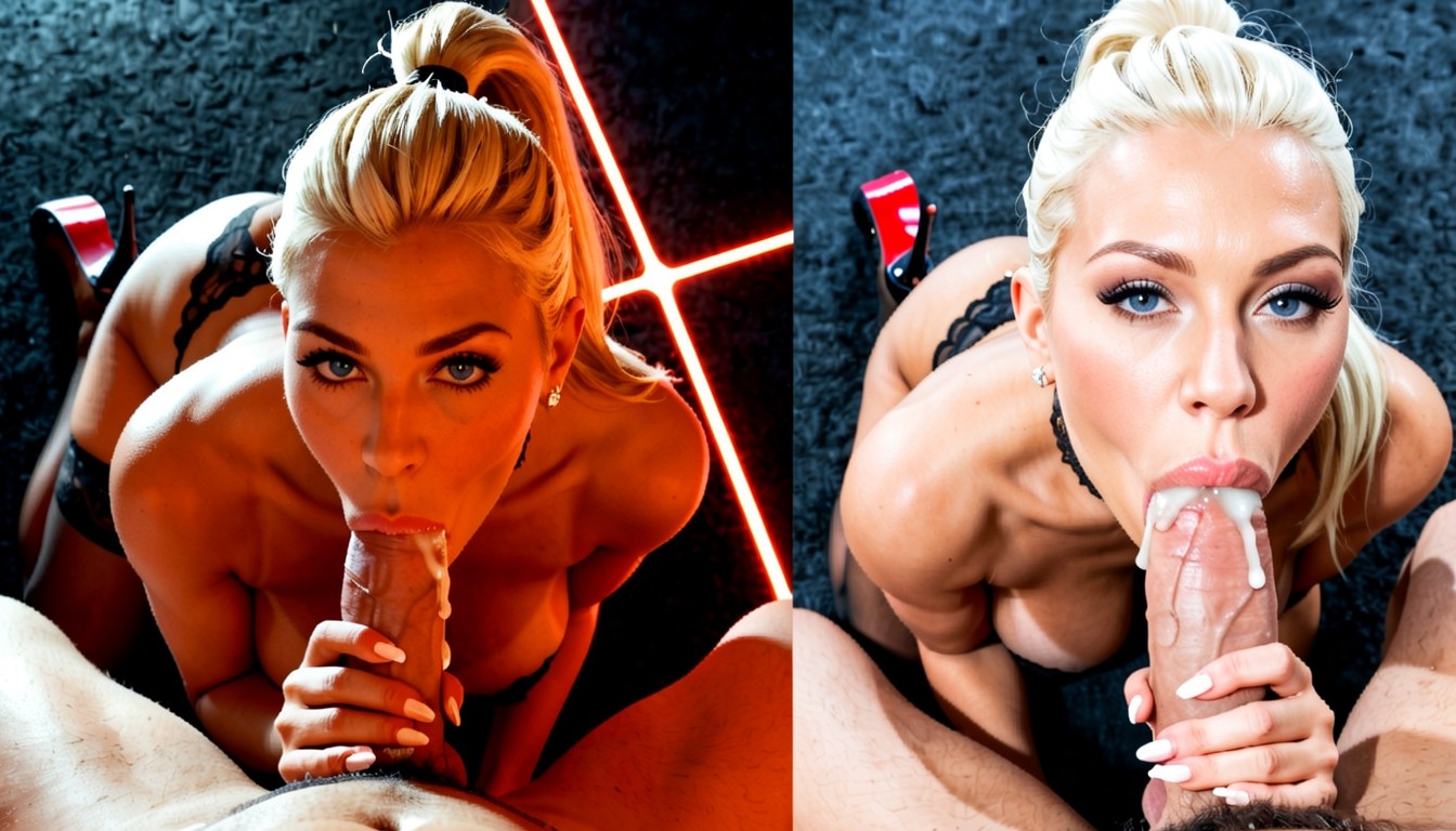 Eye Contact, She Is On Her Knees, Cum Dripping From Her Face MILF AI Porn