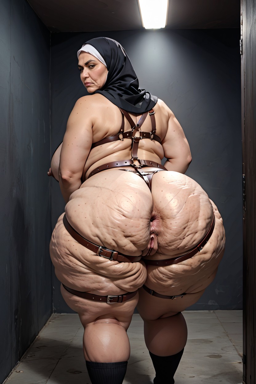 Standing In A Dark Room, 50+, Harness MILF AI Porn