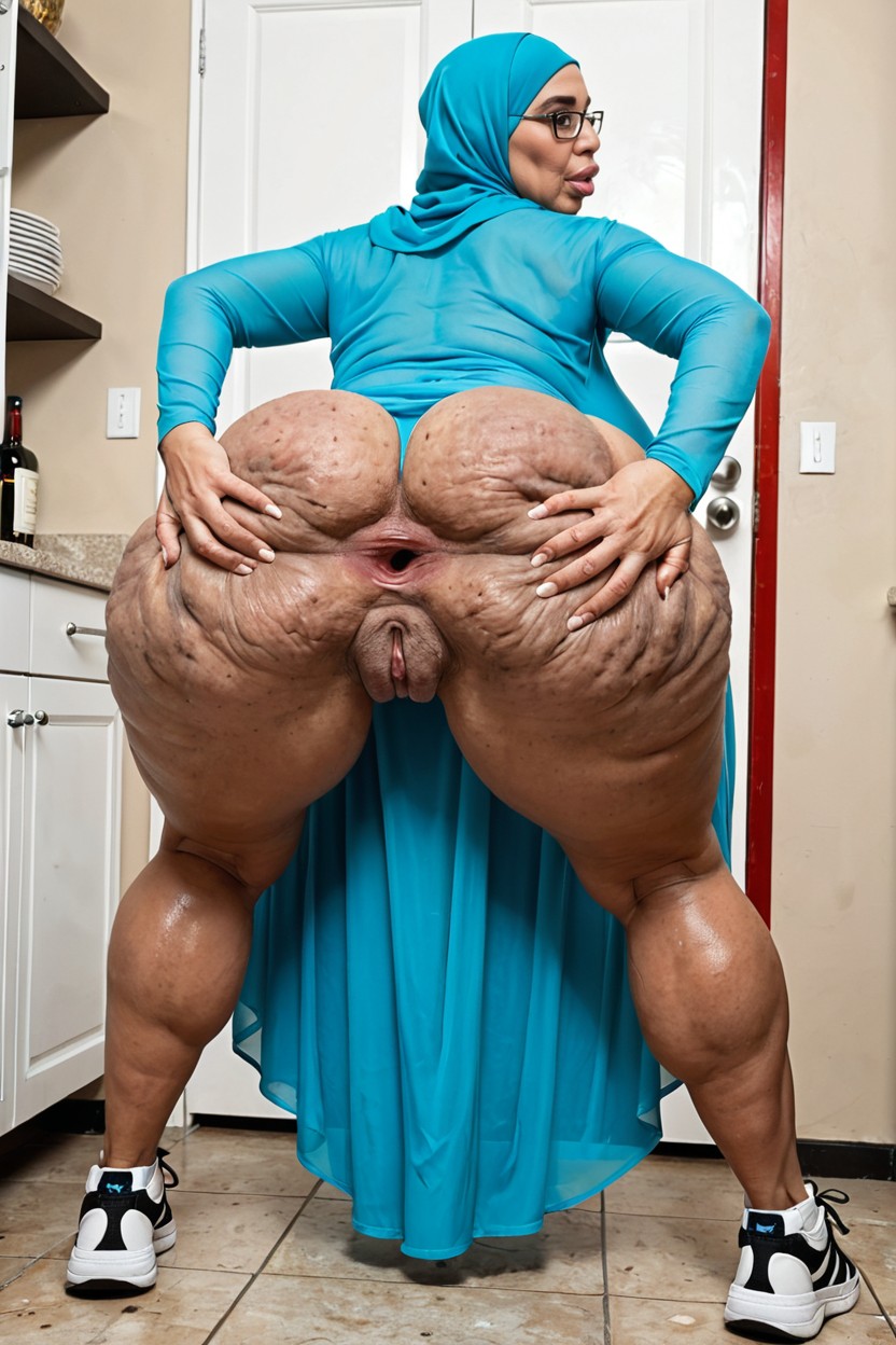 Sport Sneakers, Detailed Anus, Hyper Donkey Shelf Ass MILF AI Porn