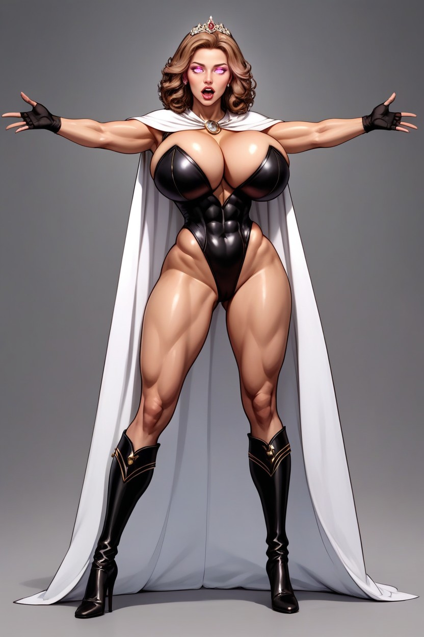Lots Of Skin Showing, Fully Detailed Face, Standing Full Straight With Legs Spread Apart MILF AI Porn