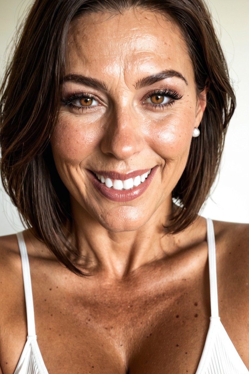 Small Breasts, Portrait Aspect Ratio, Defined Dark Eyebrows MILF AI Porn