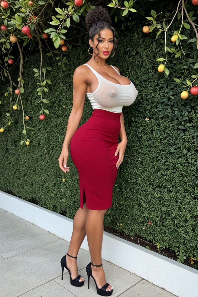 Waist, Detailed Face, Perfect Natural Firm Breasts MILF AI Porn