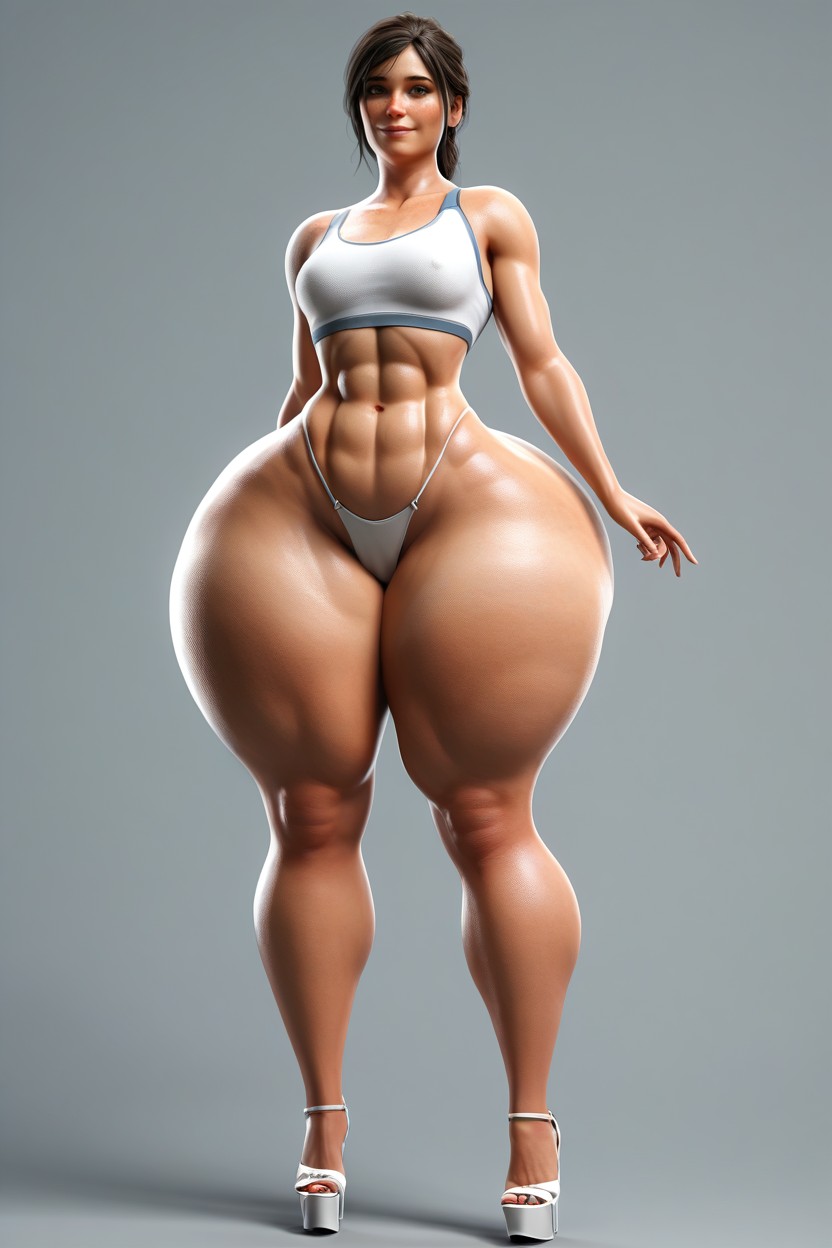 Looking At Viewer, Standing Legs Apart, Thick Thighs MILF AI Porn