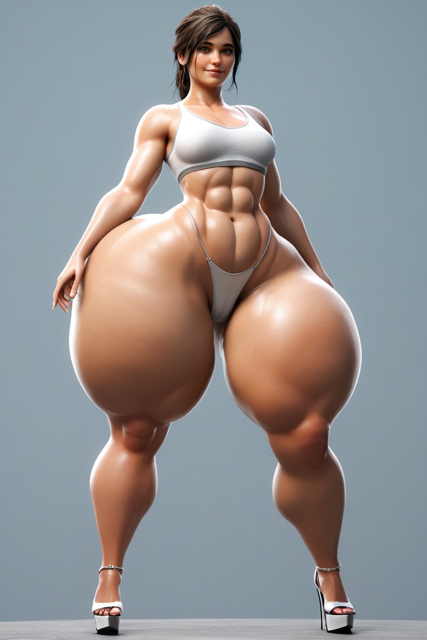 Hourglass Figure, Very Thick Thighs, Facing Viewer MILF AI Porn