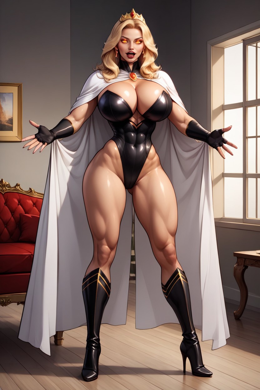 Corrupted Into A Supervillainess Slutmom Queen, Fully Detailed Face, Medium Length MILF AI Porn