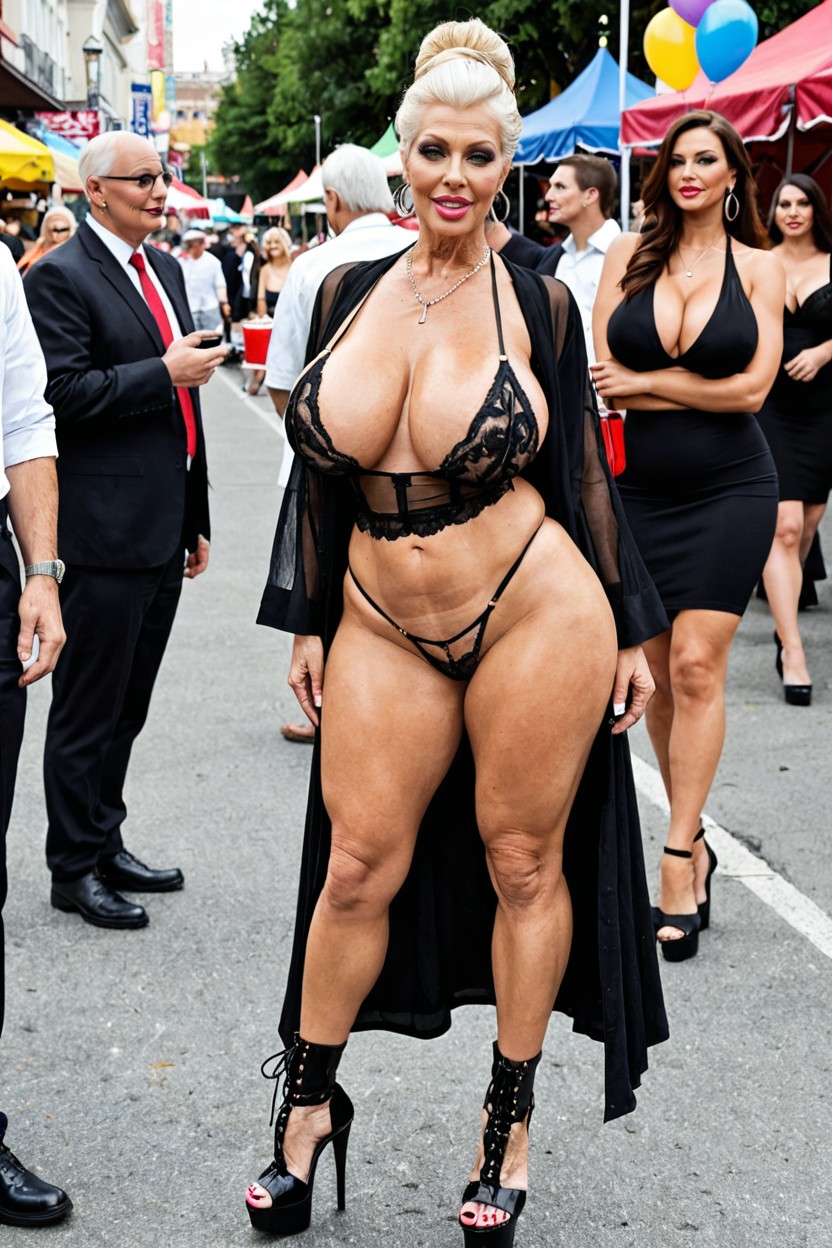 Colored Hair Extension, Standing, Noir MILF AI Porn