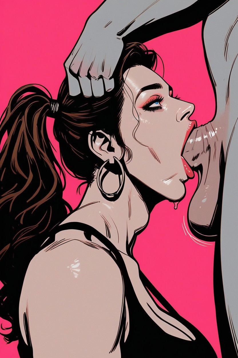 Bounce Lines, Side View, Deepthroat MILF AI Porn