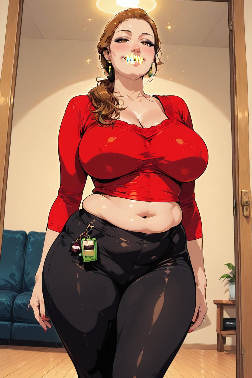 Close Up, Enma Art Style, Slightly Chubby MILF AI Porn