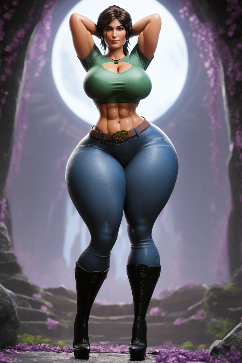 Looking At Viewer, Enormous Ass, Very Curvy MILF AI Porn