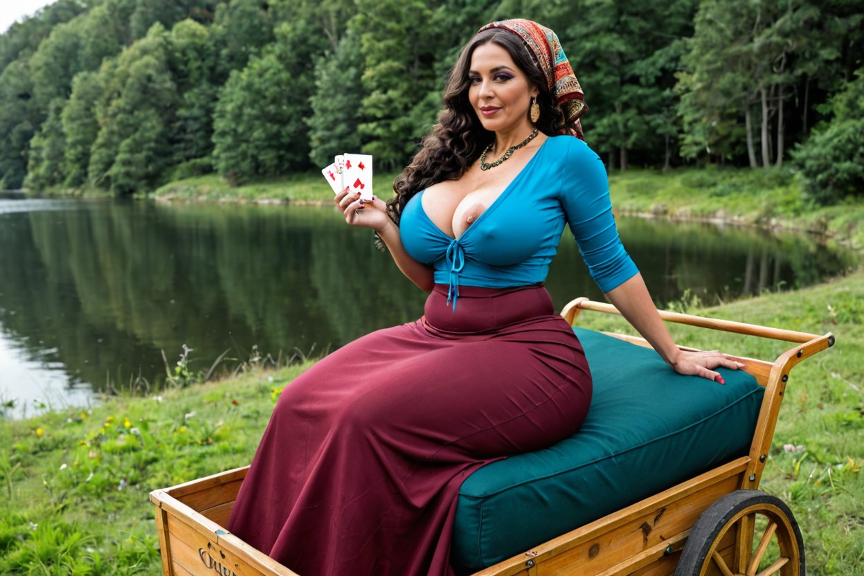 Thick Thighs, Lake, Gypsy Headdress MILF AI Porn