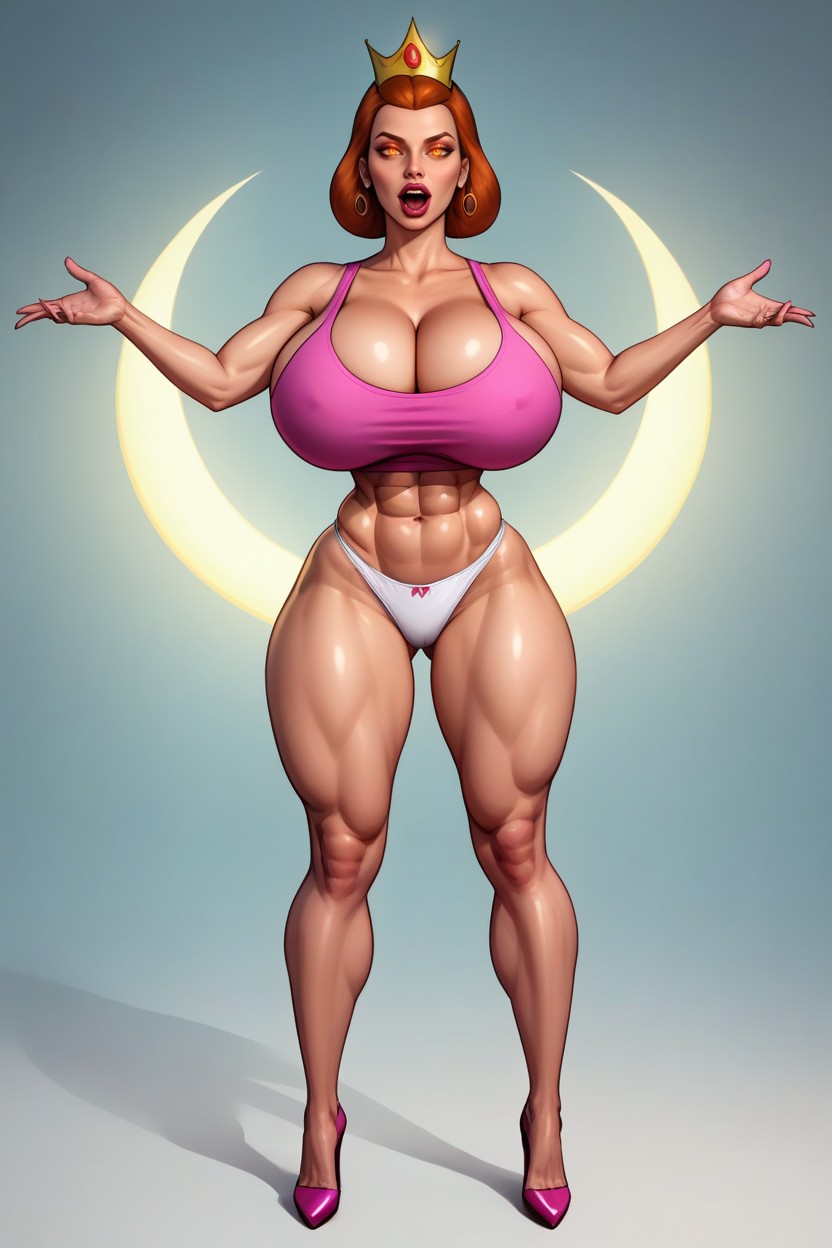 Fully Detailed Body, Standing Front Straight With Legs Spread Apart, Evil Slutmom MILF AI Porn