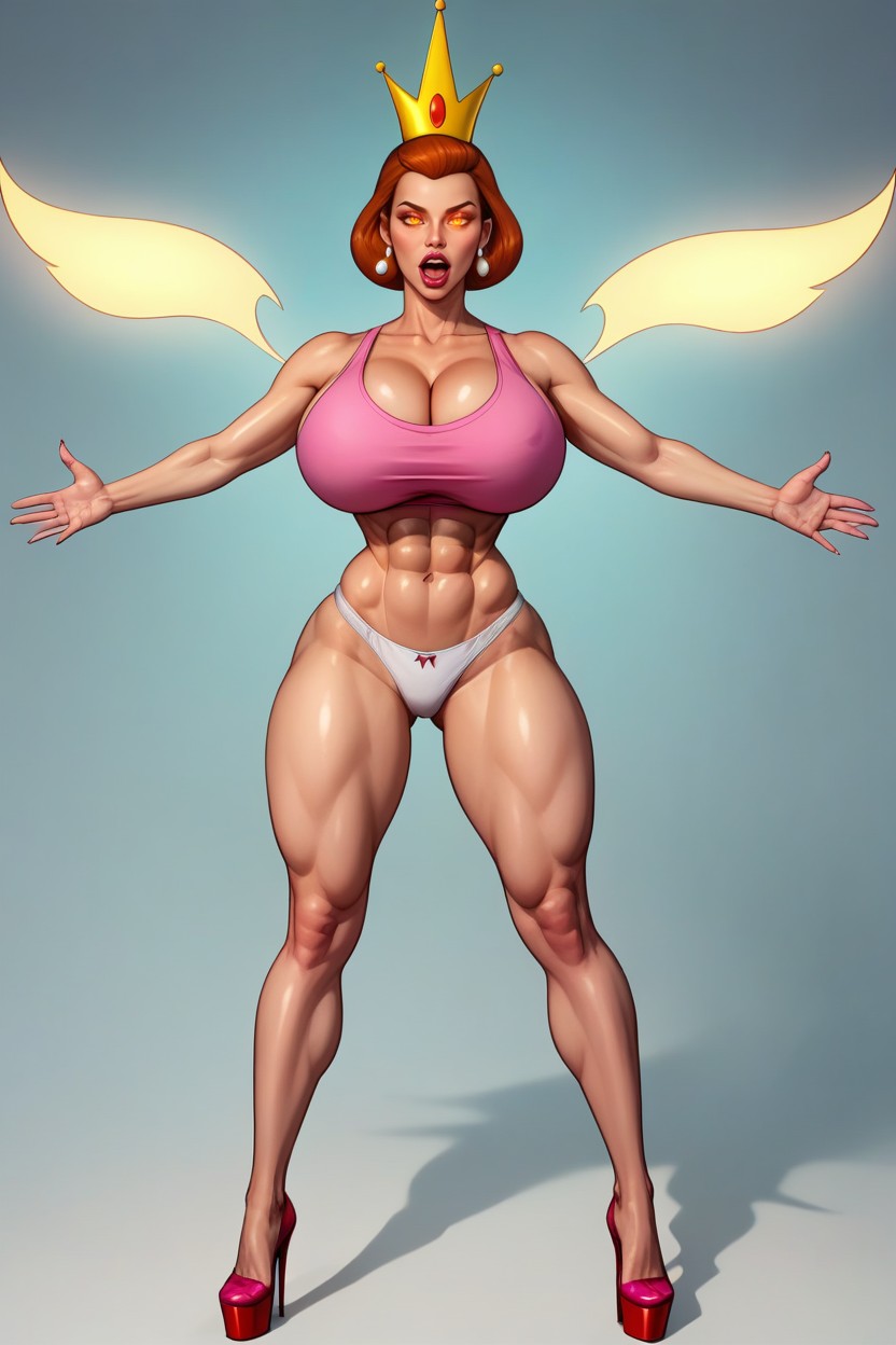 Short Length, Ultra Detailed, Standing Fully Straight With Legs Spread Apart MILF AI Porn
