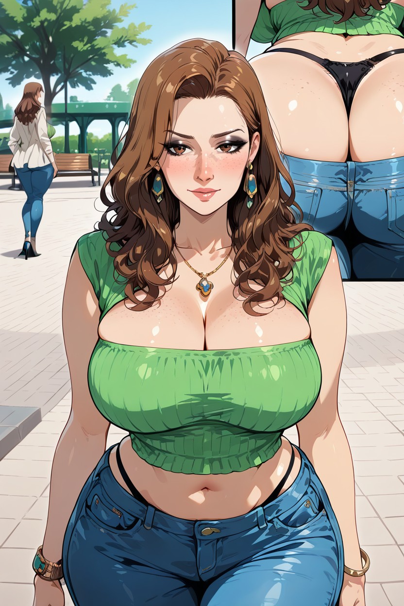 Nose, Rim Lighting, Public Park MILF AI Porn