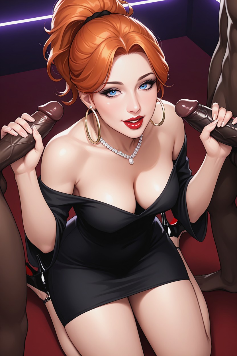 She Is Looking Up At Men, High Heels, Ginger MILF AI Porn