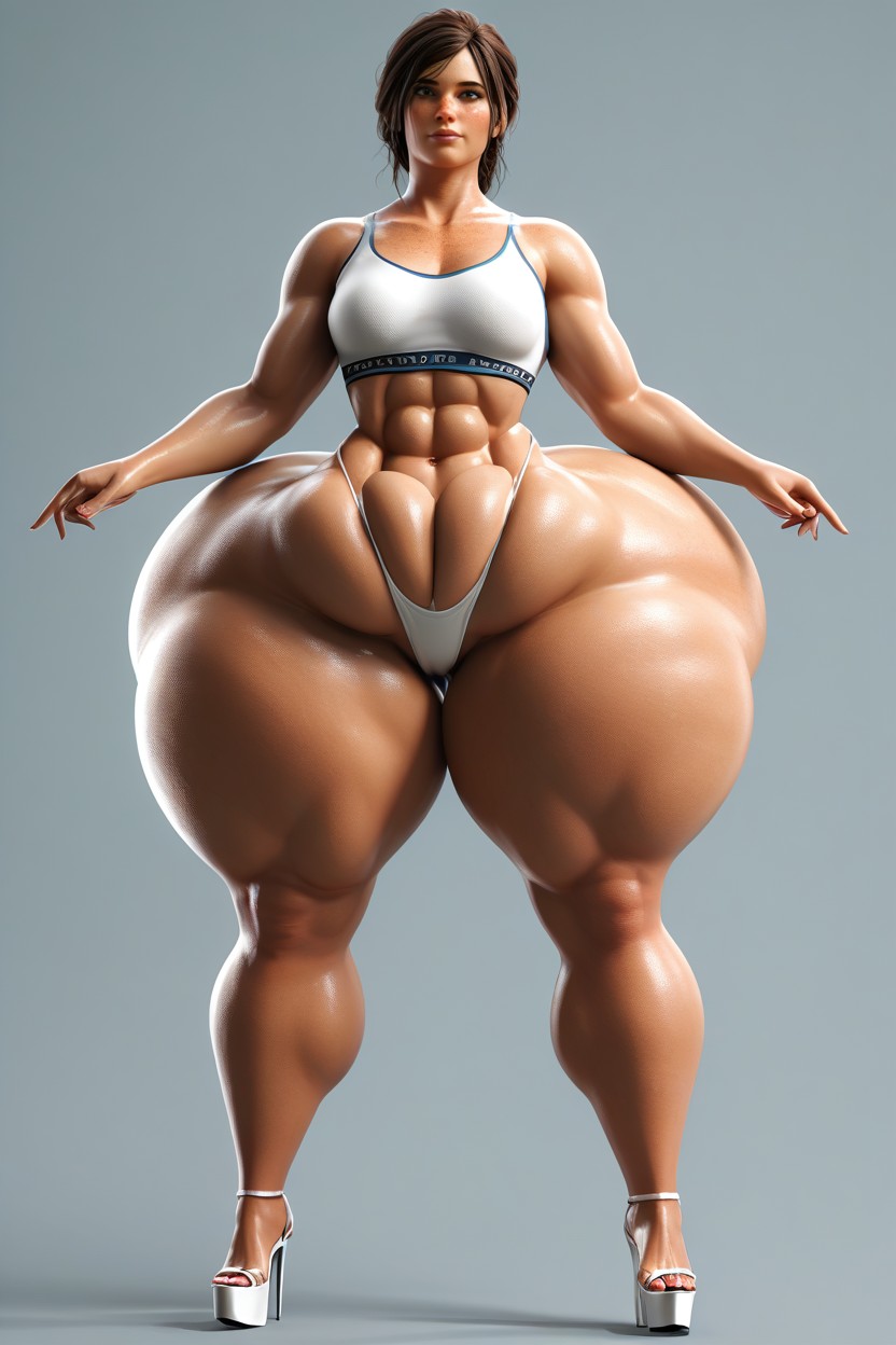 Tan Skin, Freckles, Standing Legs Apart MILF AI Porn