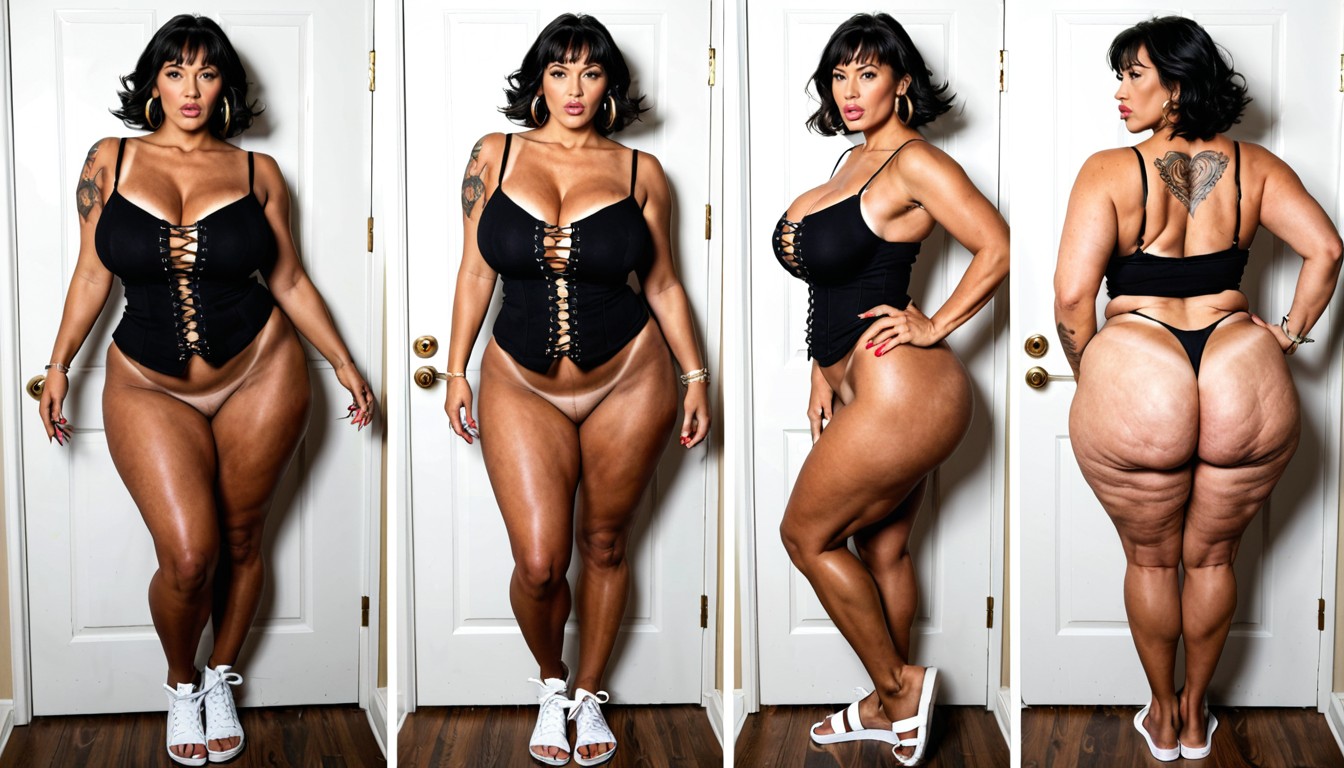 Volumetric Soft Light, Black Elongated Eyes, Withheavy Tan Lines MILF AI Porn