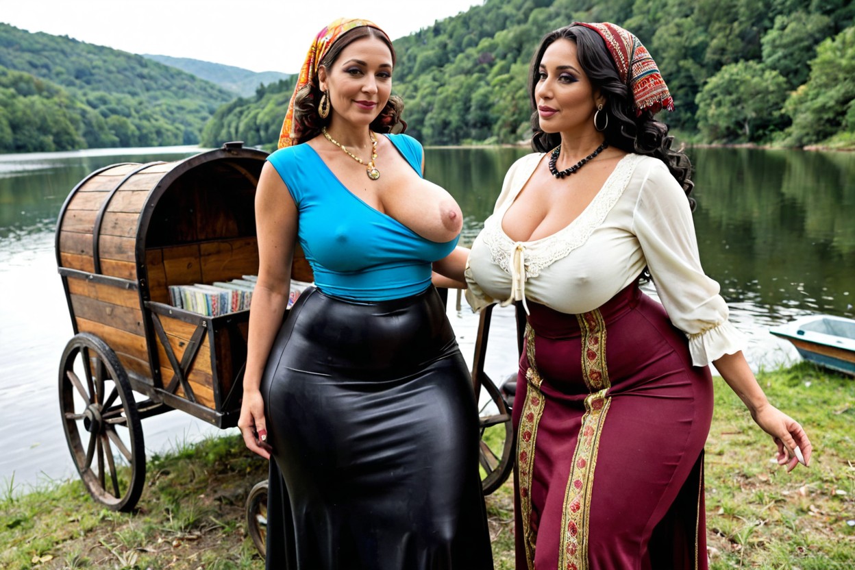 Traditional Gypsy Headscarf, Tight Skirt, Gigantic Wide Massive Hips MILF AI Porn