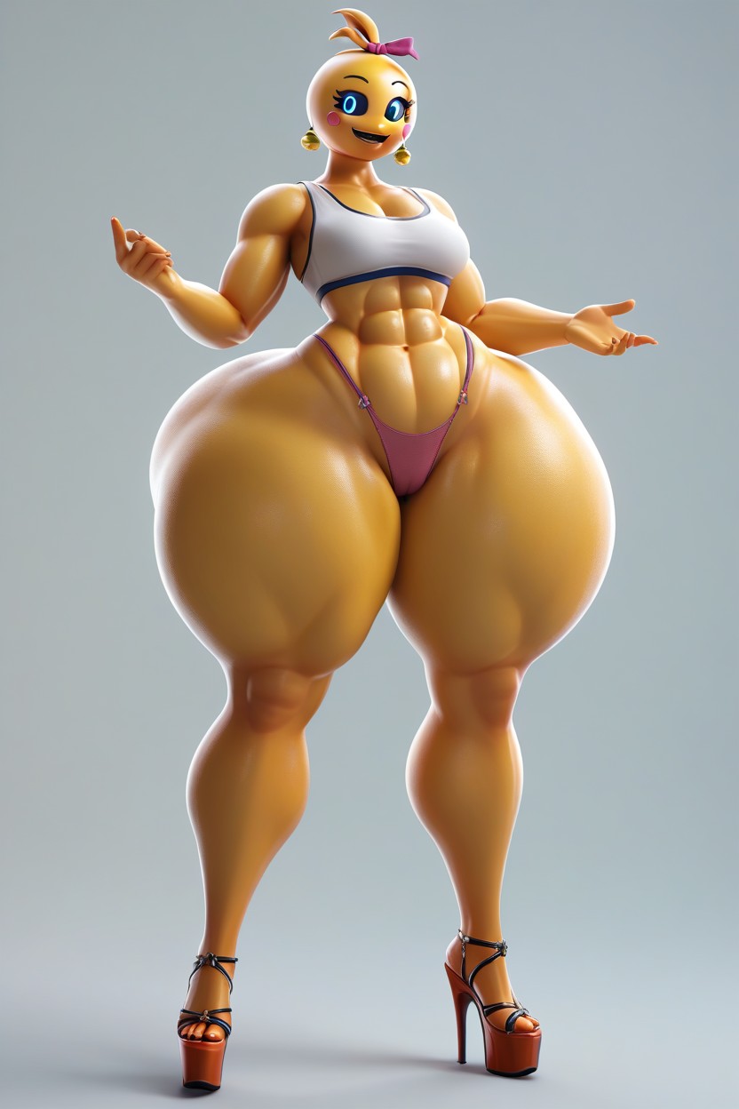 Standing Legs Apart, Thick Thighs, Full Body MILF AI Porn
