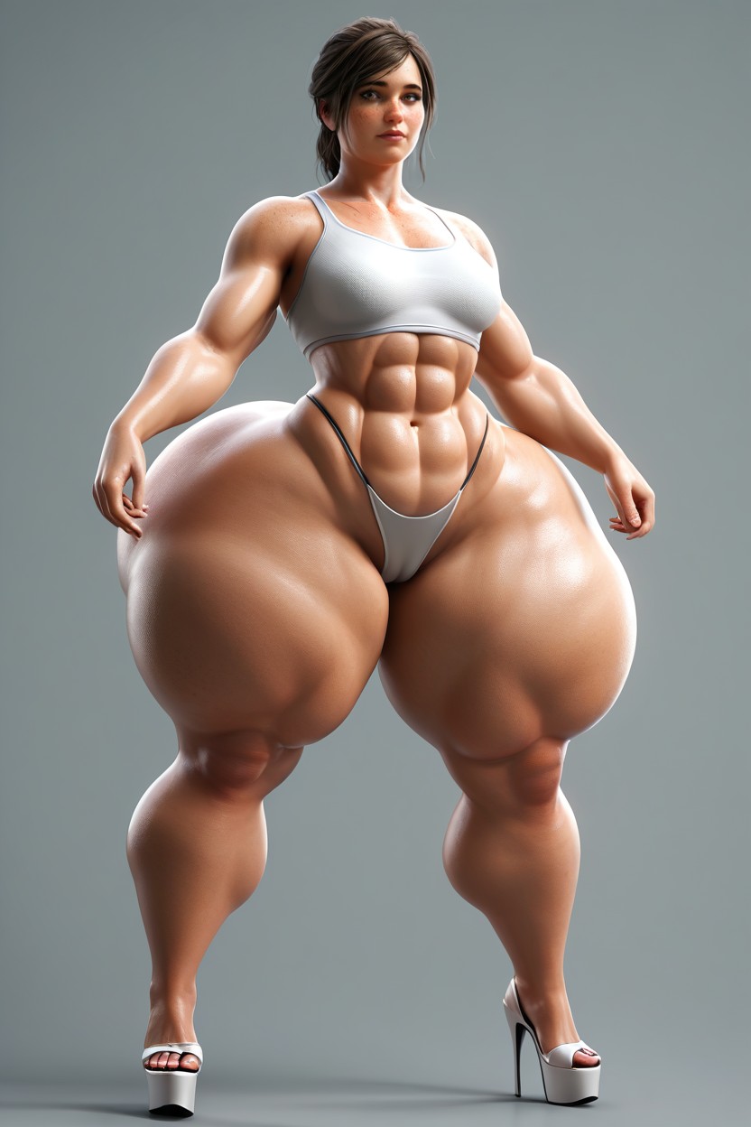 Thick Thighs, White Thong, Extremely Large Ass MILF AI Porn