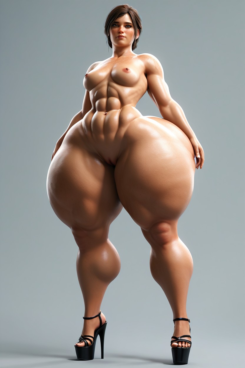 Very Tall, Very Thick Thighs, Facing Viewer MILF AI Porn