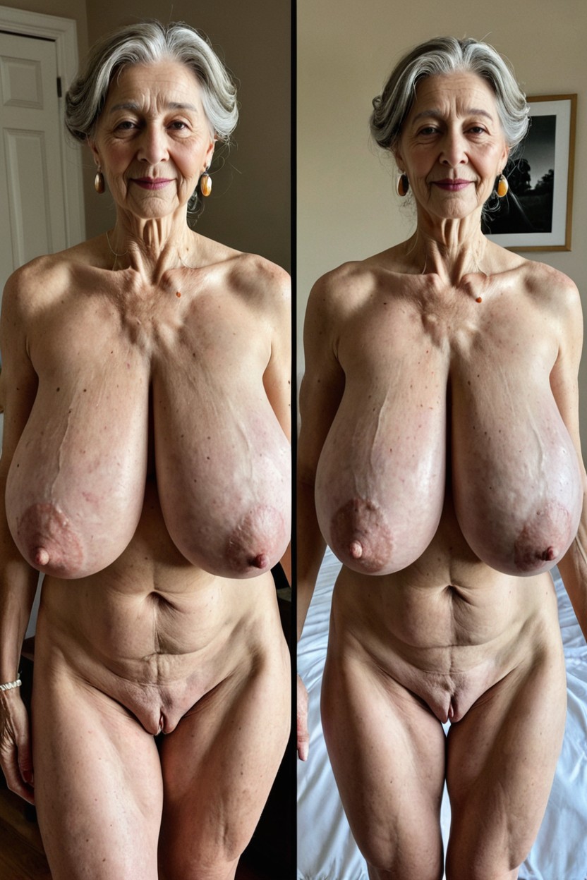 Thick Creampie Above Breasts, Multiple Views, Shaved Vulva MILF AI Porn