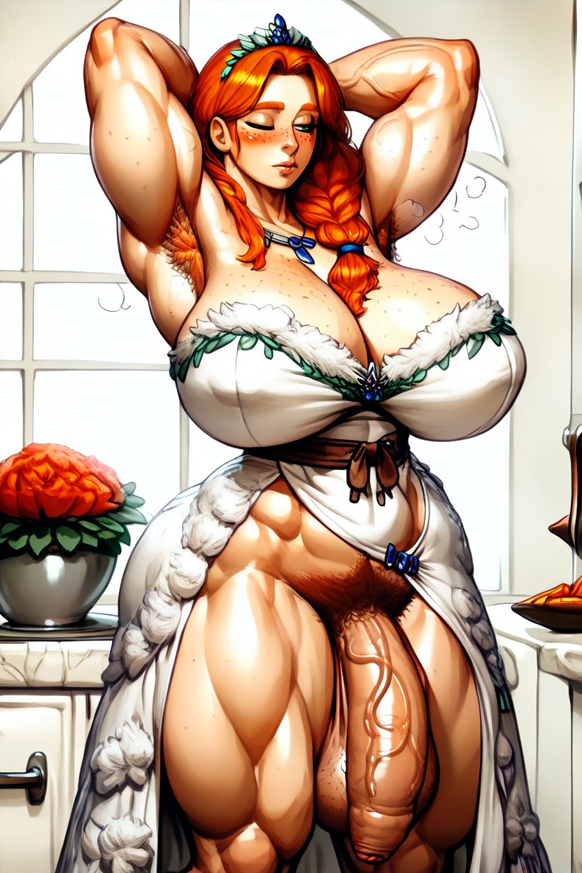 Gigantic Muscular Scalene, Gigantic Abdominal Obliques, Thick Penis Erect Upwards MILF AI Porn