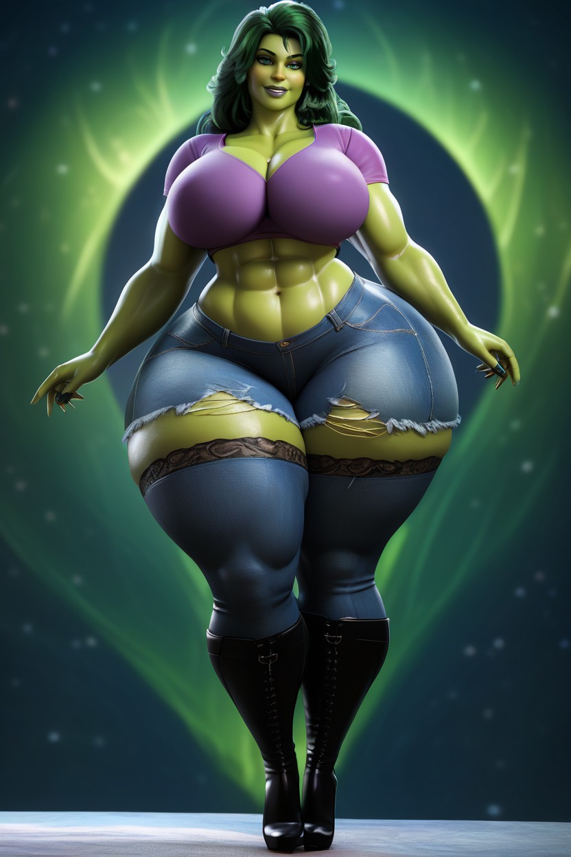 Extremely Large Breasts, Enormous Ass, Galaxy Background MILF AI Porn