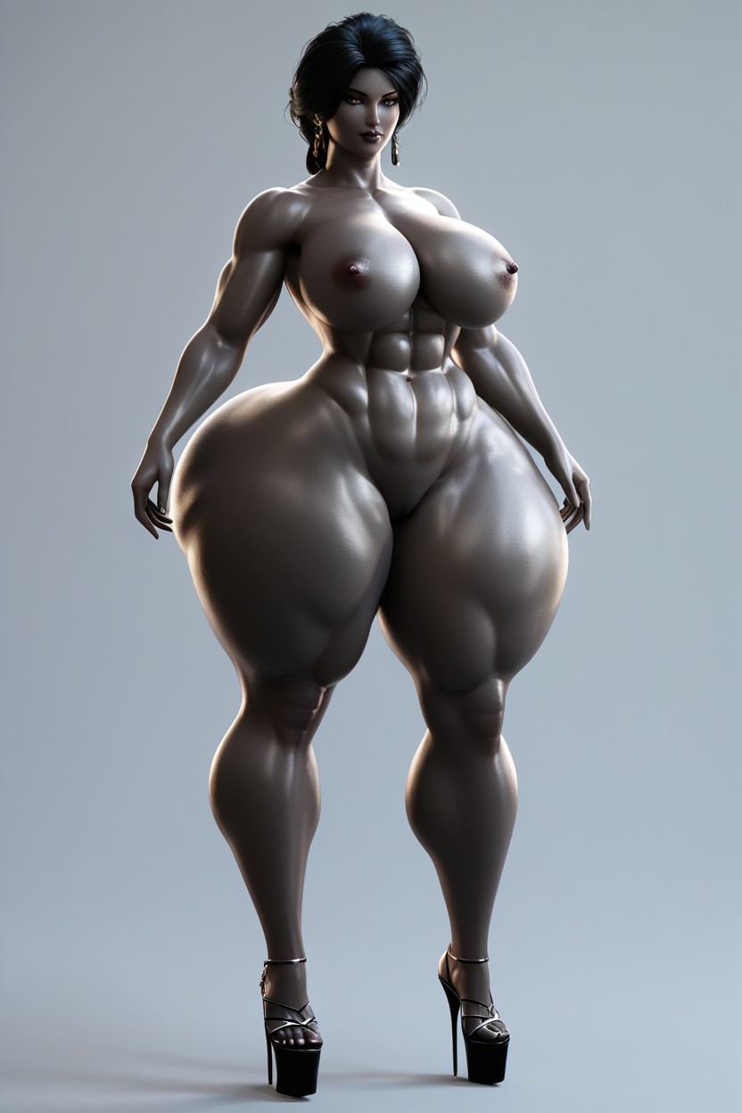 Colossal Ass, Naked, Extremely Wide Hips MILF AI Porn