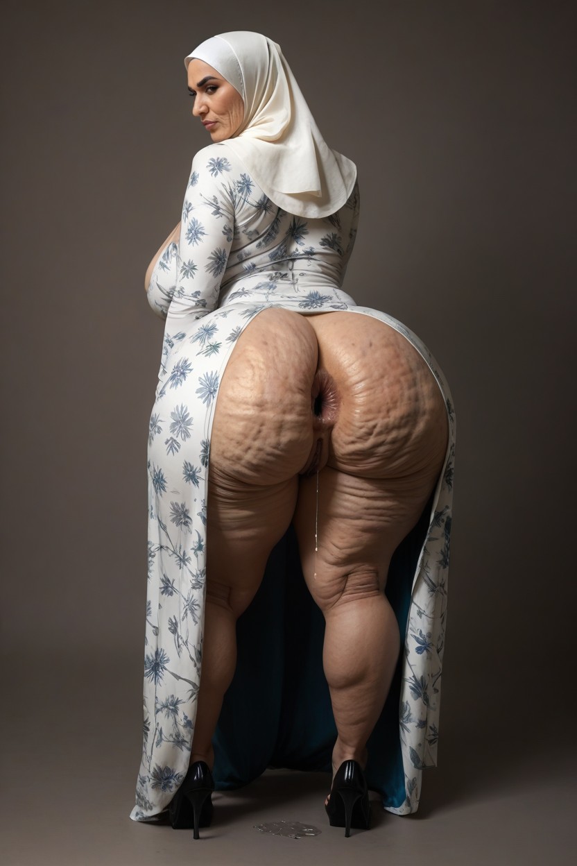 Extremely Large Ass, Hyper Bubble Butt, Sagging Breast MILF AI Porn