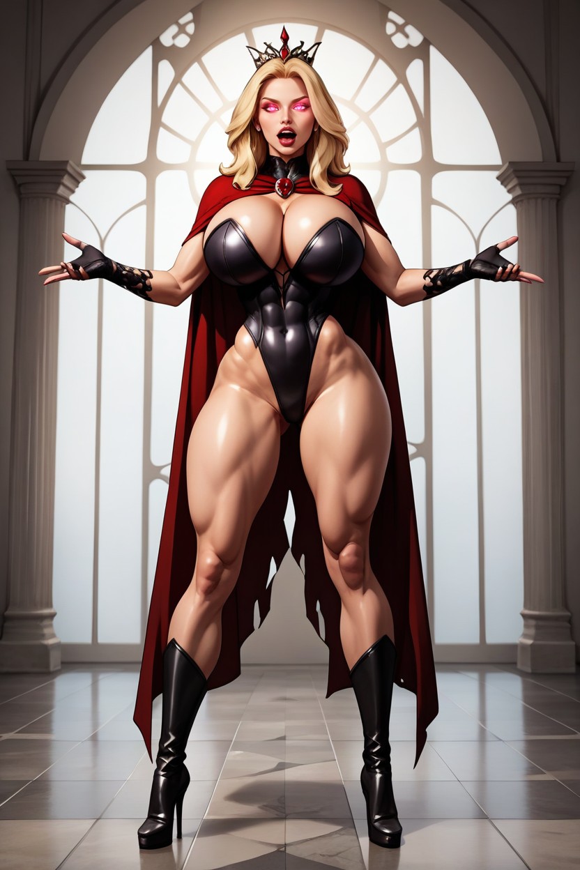 Very Lusty Evil Expression, Looking At Viewer, Full Body Front View MILF AI Porn