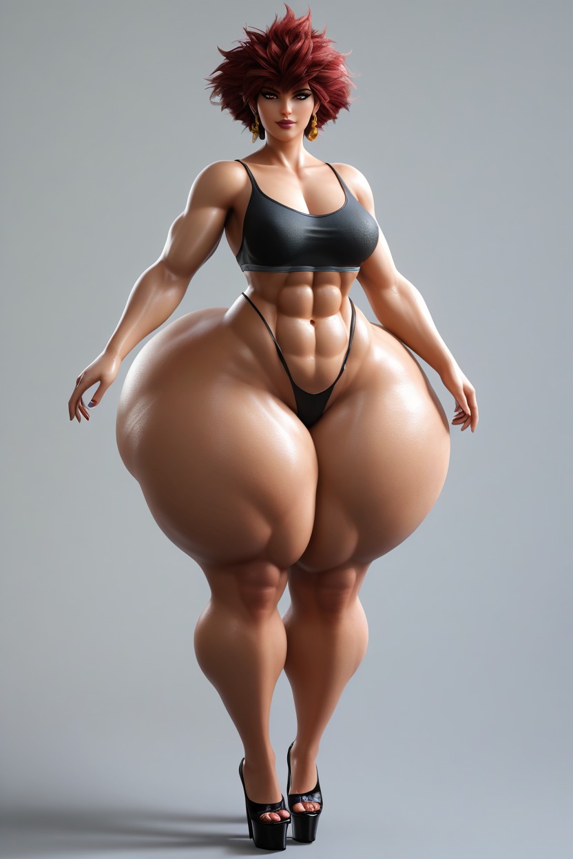 Thick Thighs, Very Tall, Black Sports Bra MILF AI Porn