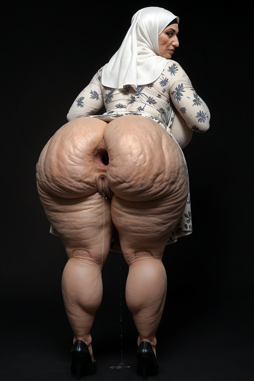 Pigeon-toed Stance, From Behind, Dress With Hole In Ass MILF AI Porn