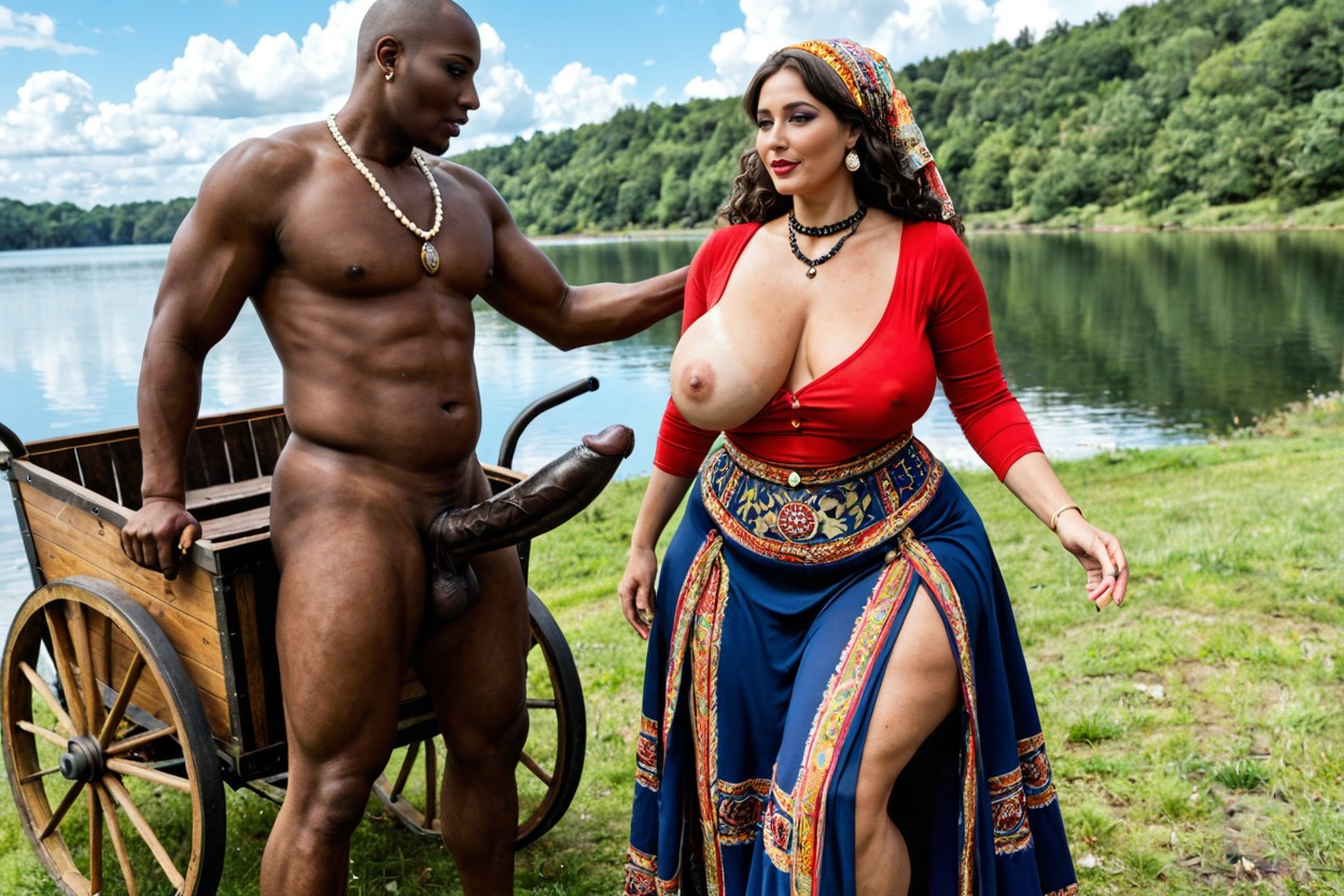 Eyeliner, Disproportionally Wide Hips, Round Eyes MILF AI Porn