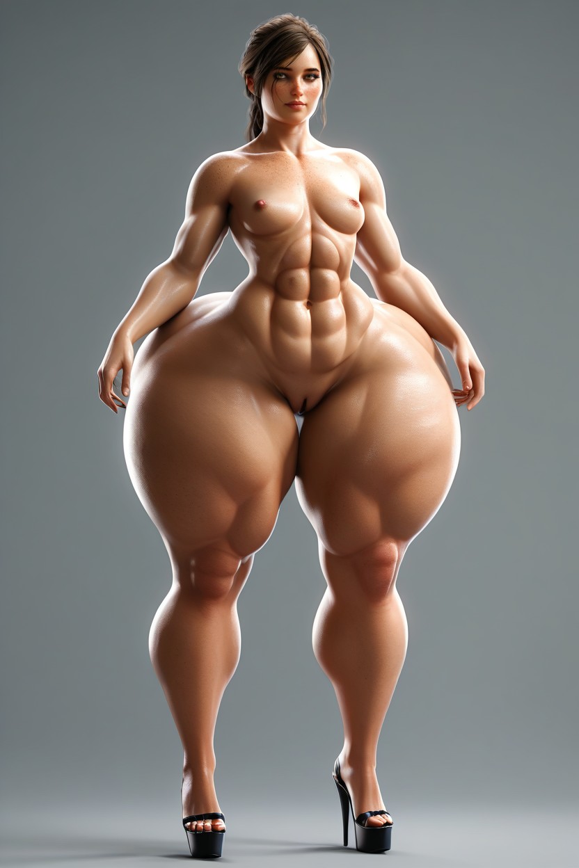 Tan Skin, Front View, Thick Thighs MILF AI Porn