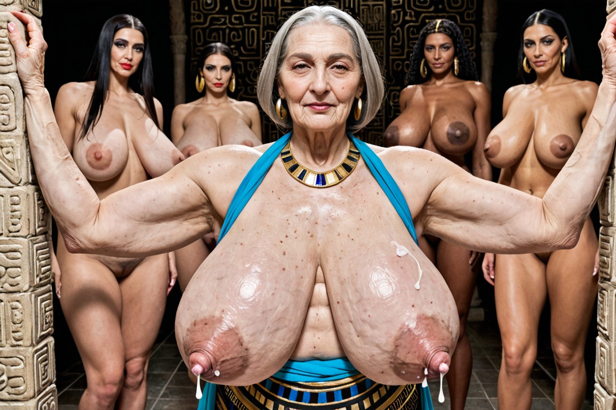 Looking At Viewer, Hyper Saggy Breasts, Drop Format Breasts MILF AI Porn