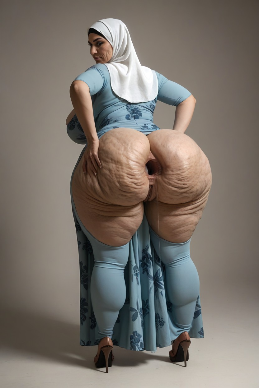 Form Fitting Clothes, Pigeon-toed Stance, Intense Eye Contact MILF AI Porn