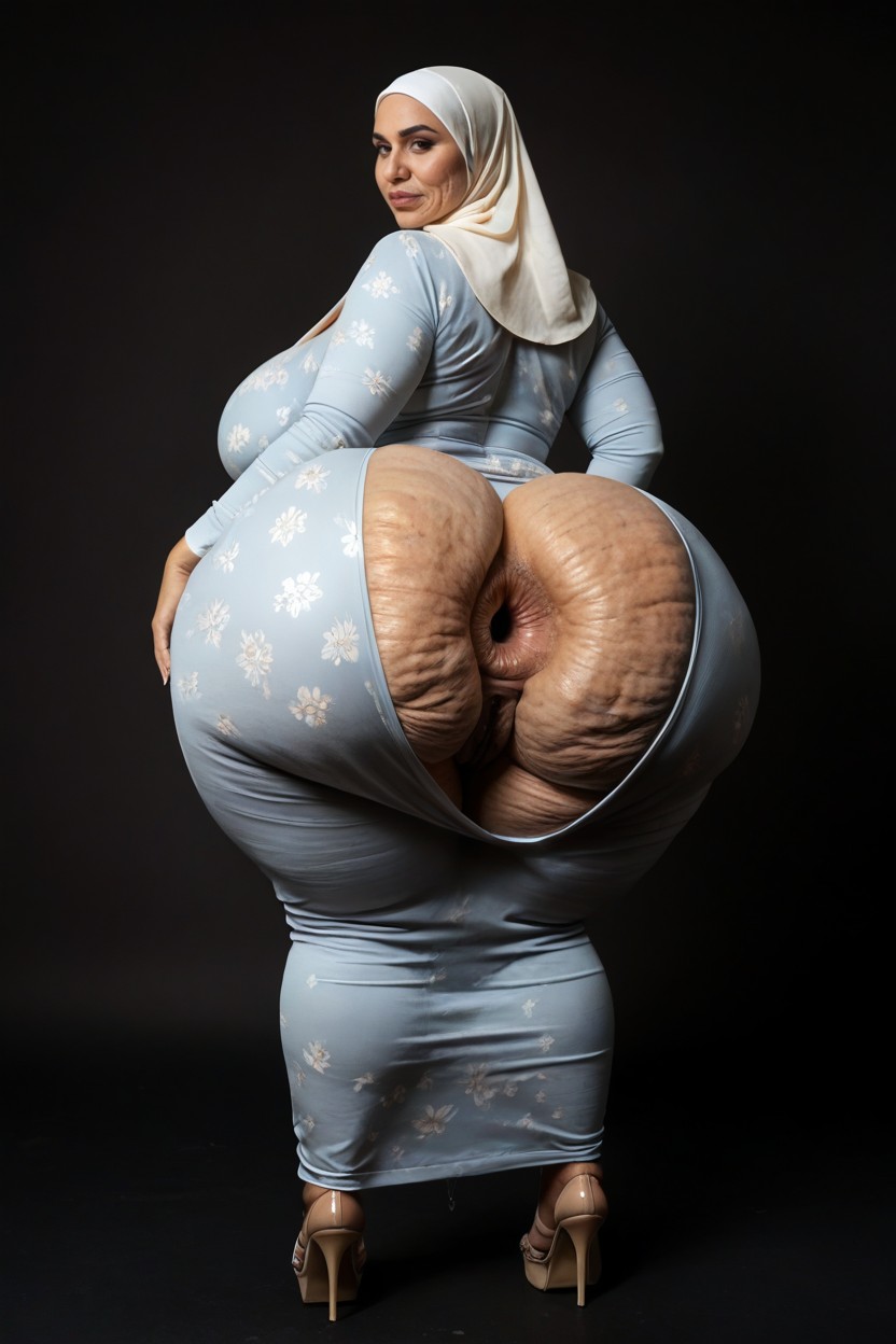 Gaping Anus, Wrinkles, Hyper Donkey Shelf Ass MILF AI Porn