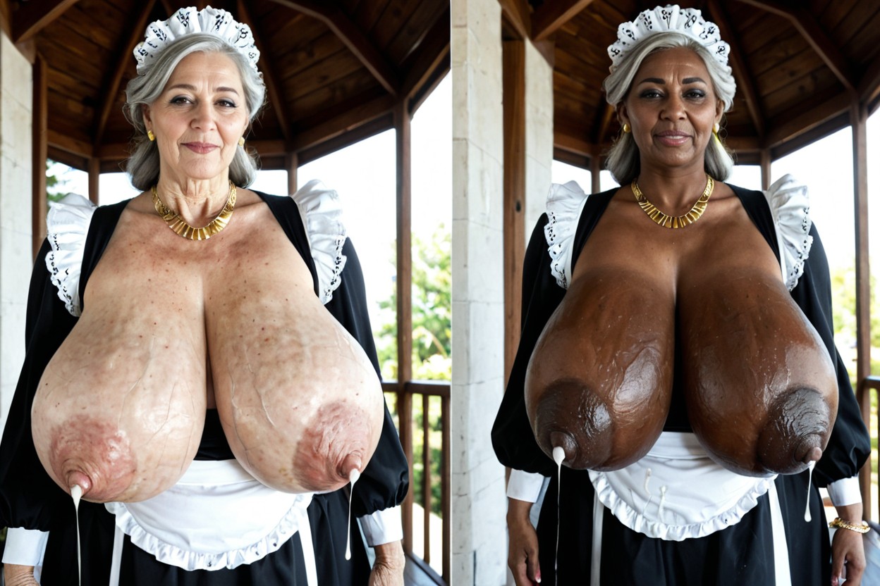 Hyper Saggy Breasts, Hyper Saggy Breasts, Pendulous Hanging Empty Droopy Breasts Bigger Than Torso MILF AI Porn