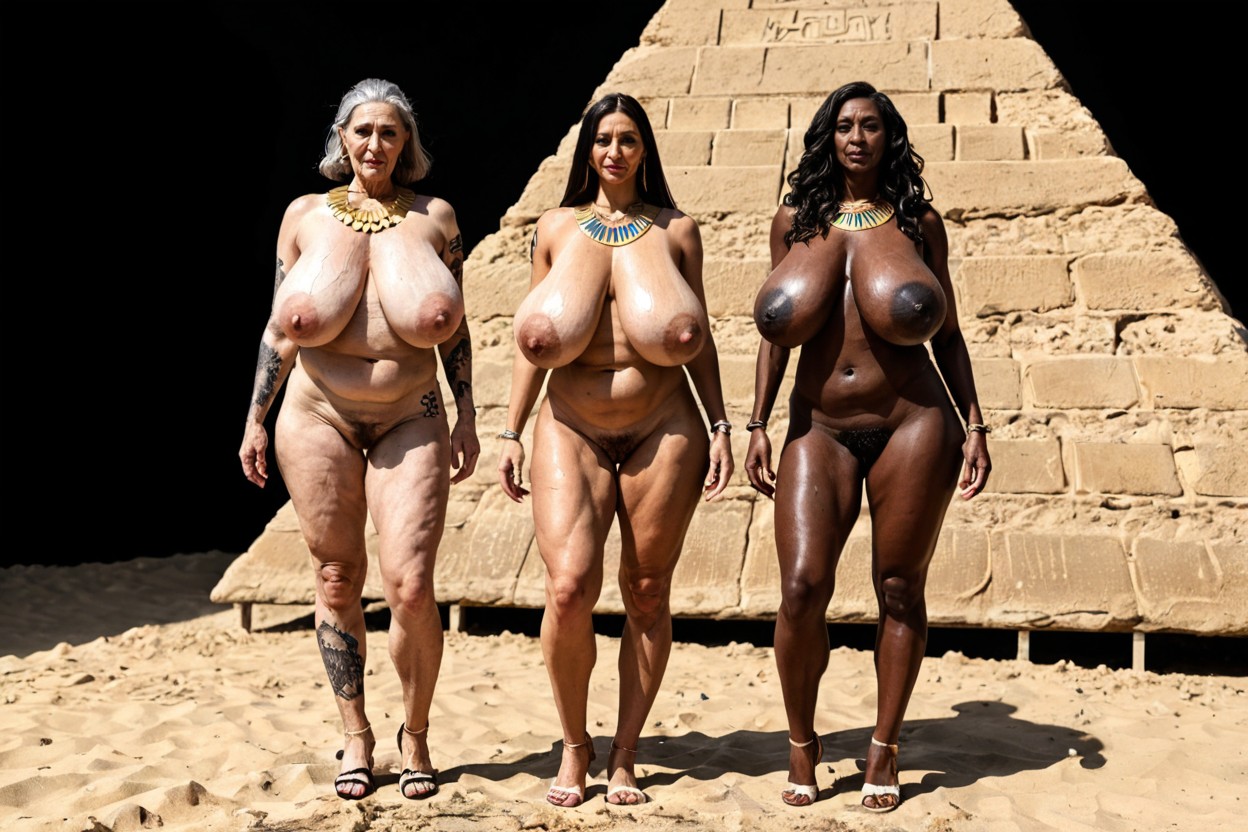 Desert Background, Hyper Tattoos, Full Body View MILF AI Porn
