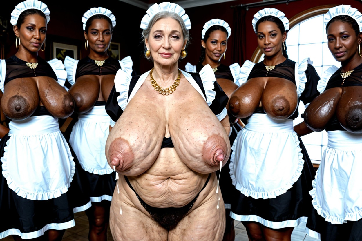 Aged Wrinkly Faces, Hyper Gigantic Breasts Bigger Than Her Body, Over MILF AI Porn