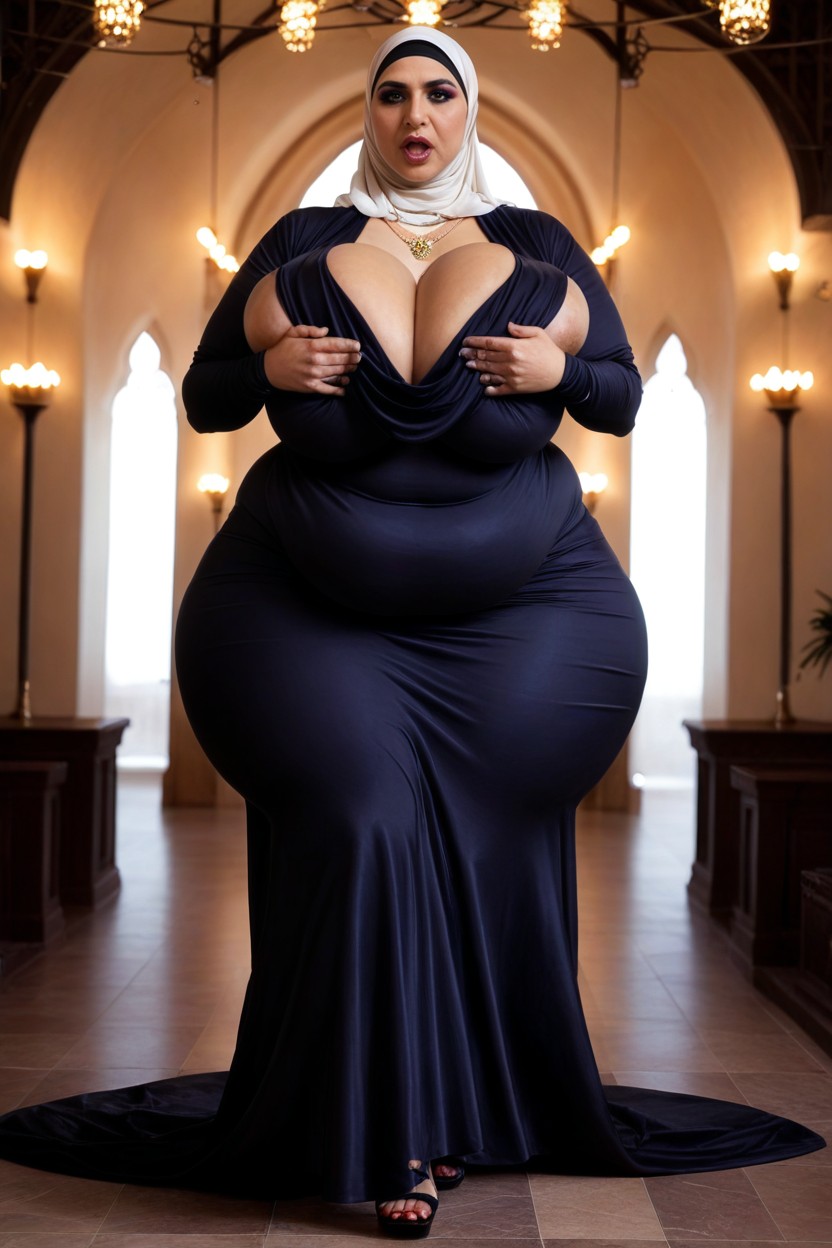 Milf Figure, Fully Clothed, Elegant Tight Night Dress MILF AI Porn