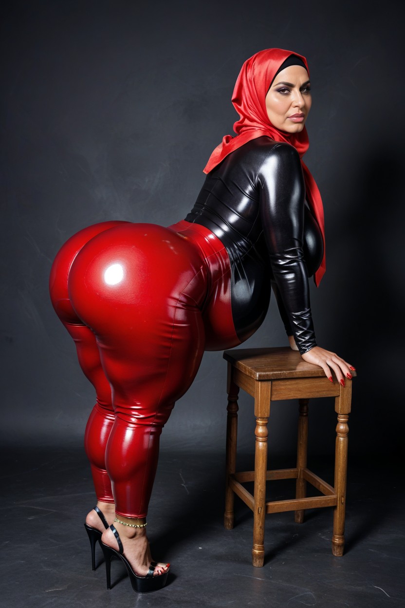 Hyper Colossal Ass, Full Body, Latex Tight Top MILF AI Porn
