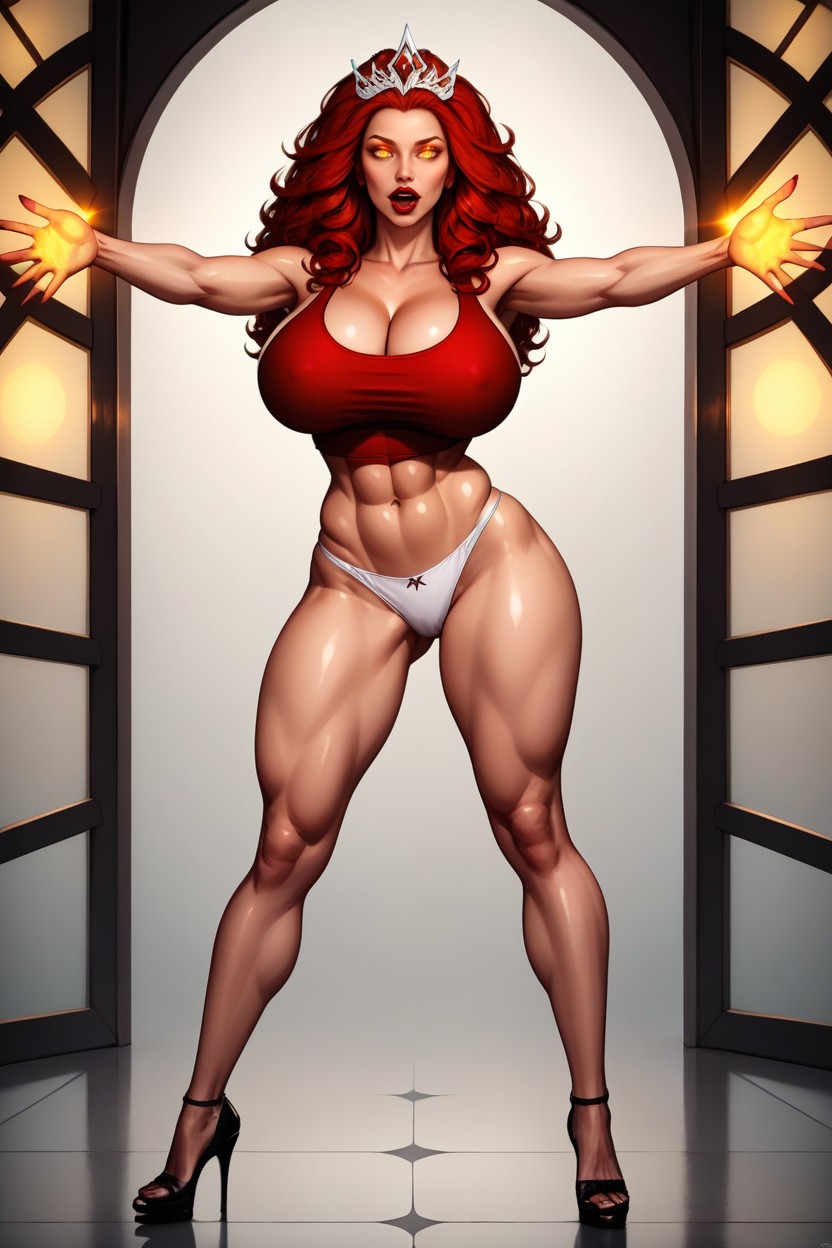 Fully Detailed Long-length Red Hair, Mouth Open, Evil MILF AI Porn