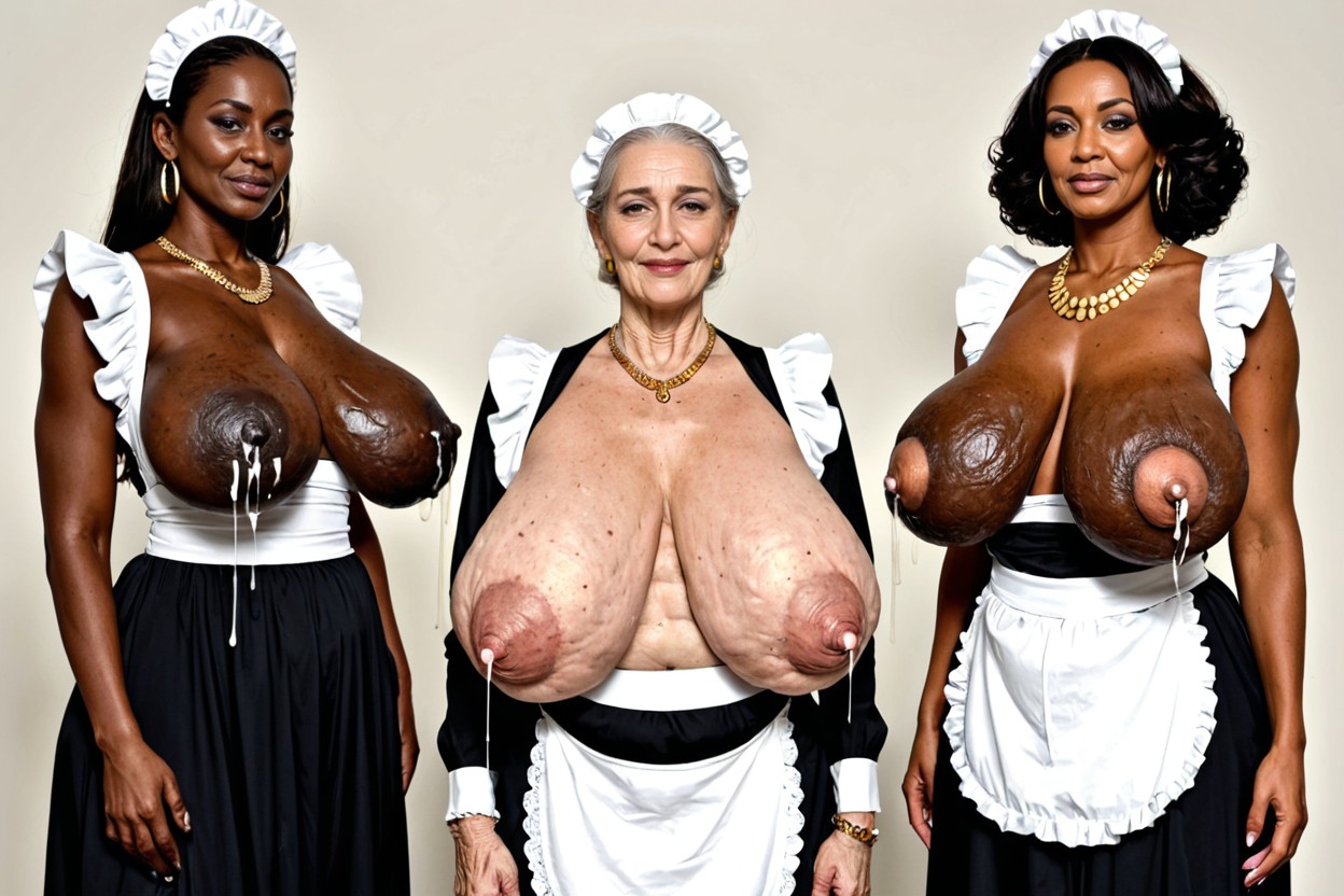 Breasts Much Bigger Than Body, Maid, Black Eyeshadow MILF AI Porn
