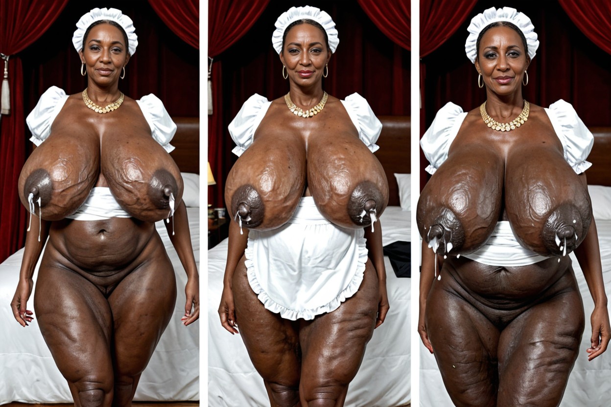 Massive Aged Hanging Breast, Hyper Saggy Breasts, Full Body View MILF AI Porn