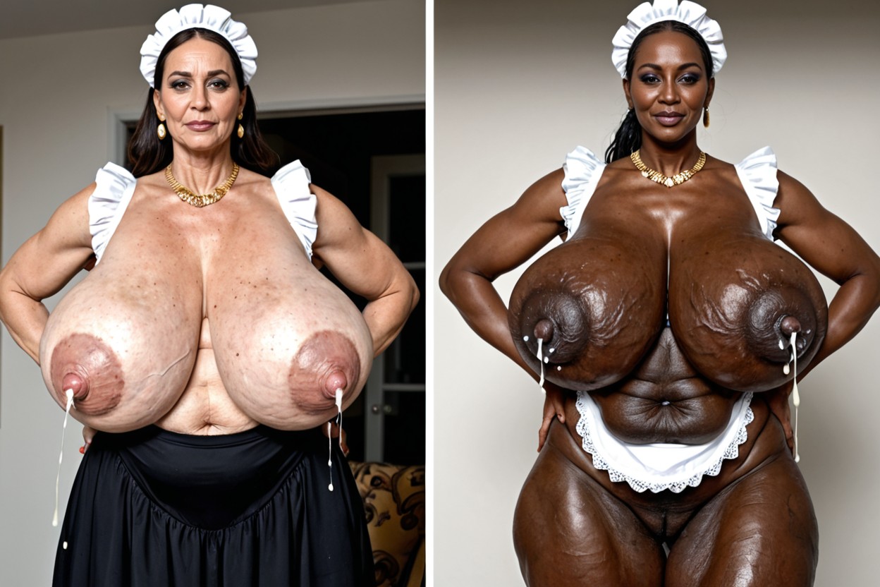 Extremely Ugly Face, Maid Uniform, Holes In The Nipples MILF AI Porn