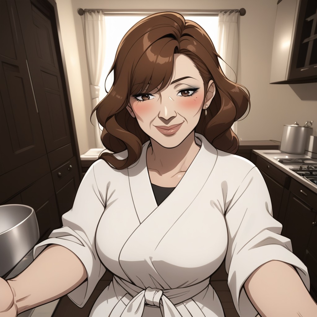 Dark Makeup, Shoulder Length Hair, Emphasis Lines MILF AI Porn