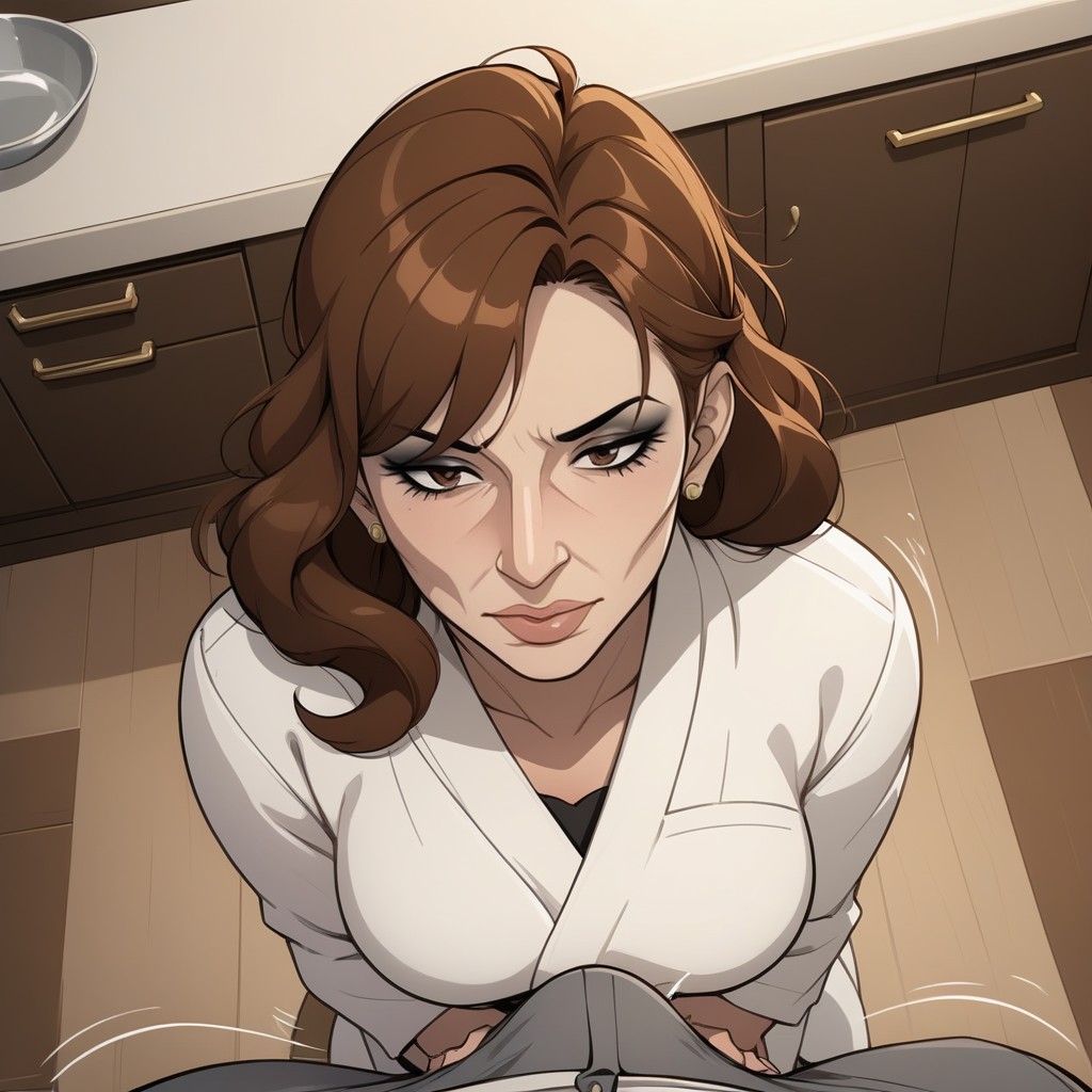 High And Long Bobcut Hair, Messy Hair, Girl MILF AI Porn
