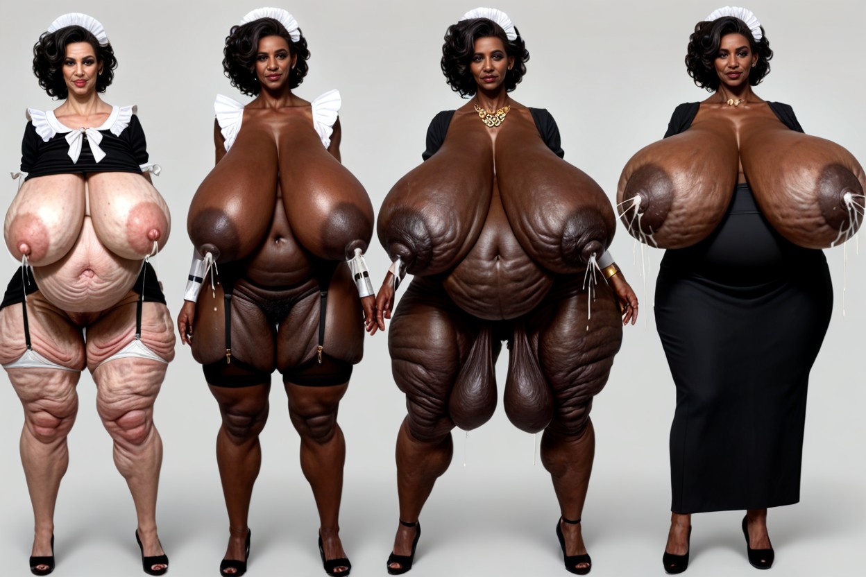 Black Skinned African Ebony Cellulite Mature, Extreme Waist To Hip Ratio, Cellulite MILF AI Porn