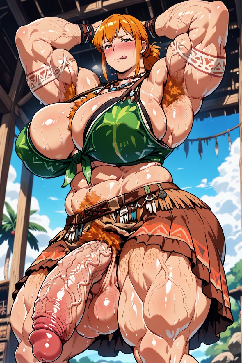 Ripped Muscular Torso, Over Exaggerated Muscle Mass, Gigantic Pectoralis Major MILF AI Porn